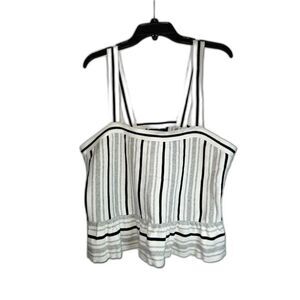 BANANA REPUBLIC Knit Striped Peplum Cropped Tank Top Cami 100% Cotton XL